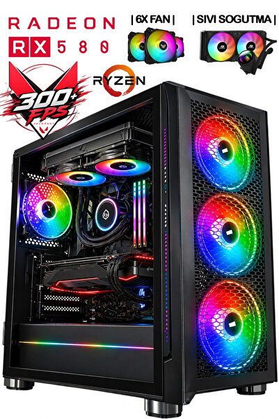 J-TECH noX Ryzen 5 5500 | 32GB RAM | 512GB SSD | RX580 8GB | SIVI Soğutma 6X ...