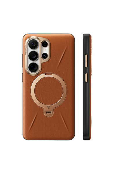 TORRAS Samsung Galaxy S26 Ultra Uyumlu VegSkin MagSafe Standlı Siyah Deri Kılıf