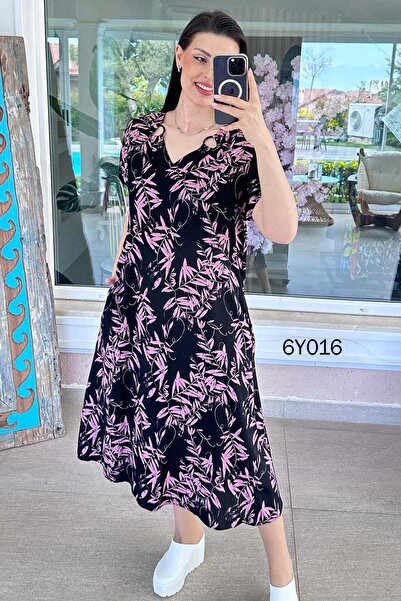 İnce Topuk Φόρεμα βισκόζης με λεπτομέρεια δαχτυλιδιού 6y016