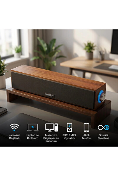 Yenimiyeni Ahşap Kasa Portatif Mini Ses Sistemi Bluetooth 5.2 USB TF Kart TV ...