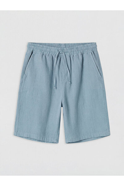 LC Waikiki New Season Blue Loose Fit Muslin Men's Shorts from Güli̇s Gi̇yi̇m