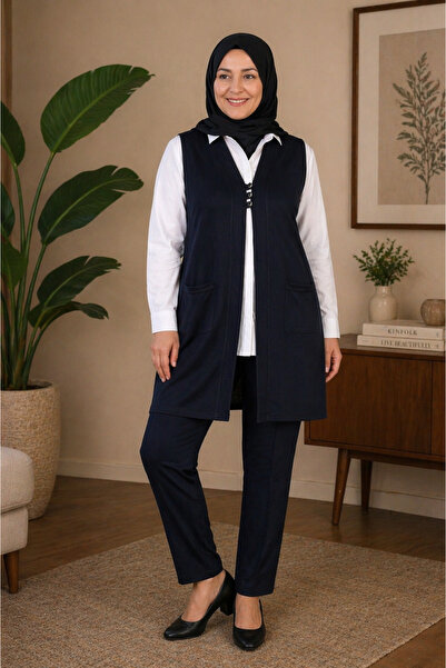 Ferace Γυναικείο Γιλέκο Τεσεττούρ – Μακρύ Γιλέκο Μεγάλου Μεγέθους με Άνετη Εφ...