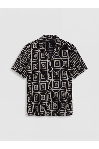 LC Waikiki Black regular fit patterned men's shirt from gulis clothing