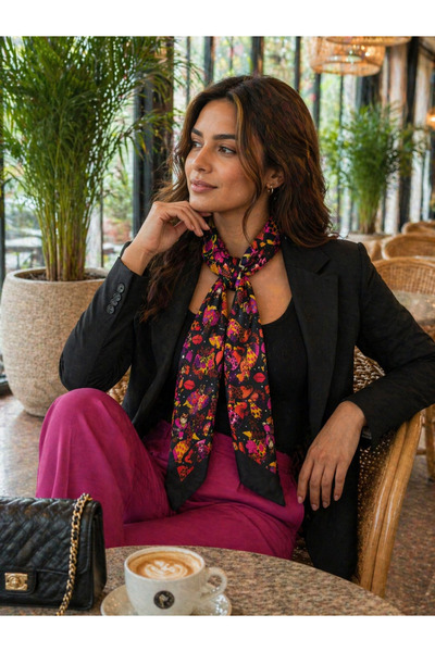 nehir eşarp Eșarfă cu model de pisici 125x6 cm