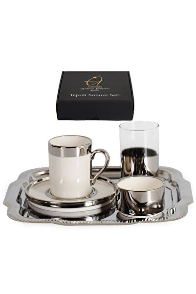 İpek Kahve Takımı 2 Li Tepsili Silver STL057