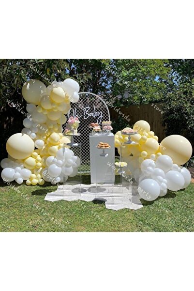 eğlencemarketi Makaron Sarı Ve Beyaz Balon Zinciri 100 Adet