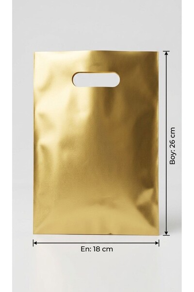 aybaş kağıtçılık Parlak Gold Lüks Metalik El Geçmeli Hediye Poşeti 18x26 cm (...