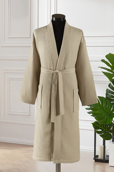 Mürdüm Home Μπουρνούζι Πικέ με υφή βάφλας και σχέδιο κηρήθρας |   Ελαφρύ & Εξ...