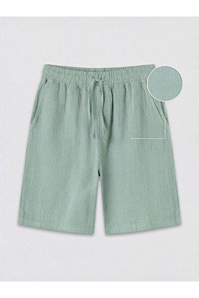 LC Waikiki New Season from Güli̇s Gi̇yi̇m Green Loose Fit Muslin Men's Shorts