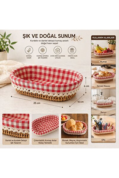 Molino Hasır Kumaşlı Yuvarlak Ekmek Sepeti