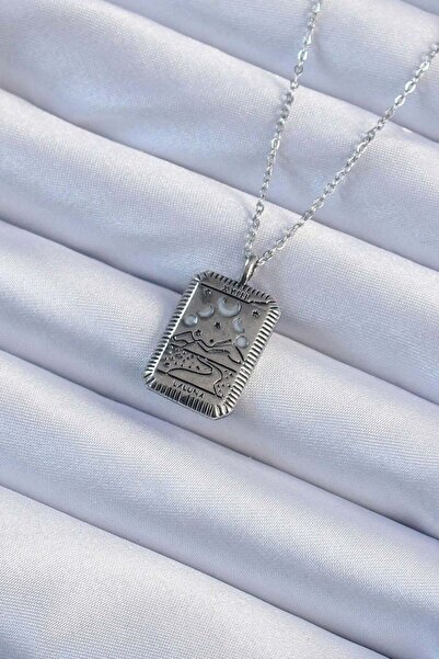 norsary 316L Steel Chain Antique Silver Color Moon Figure Tarot Necklace