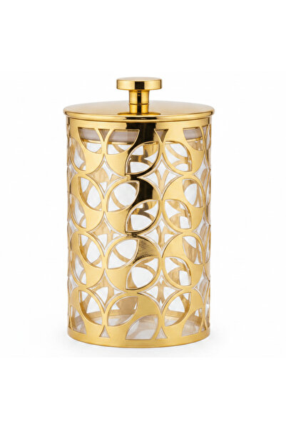 AKDC Gold Design Acrylic Storage Jar with Lid for Kitchen Organization15 × 10 cm