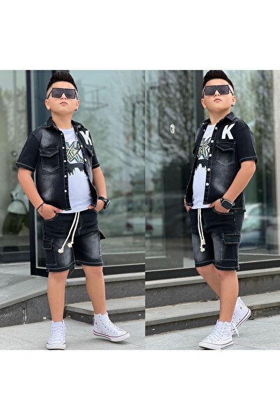 zavera for kids Σετ τζιν 3 τεμαχίων με σορτς για αγόρια - 100% βαμβάκι - Εορτ...