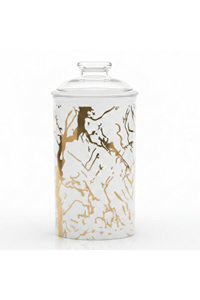 AKDC White and Gold Acrylic Storage Canister with Lid for Kitchen Storage 17 ...