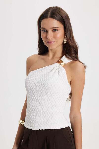 Tudors Γυναικεία μπλούζα σε στενή εφαρμογή με έναν ώμο και ένα μανίκι, με σχέ...