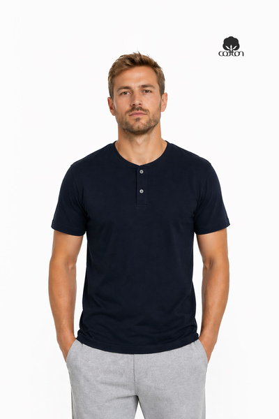 Cottonland Erkek HENLEY Normal Kesim Düğmeli Patlı Orta Kalınlık Penye Pamuk ...