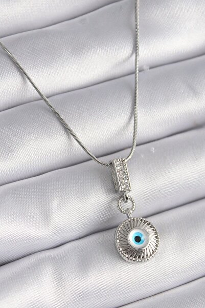 norsary 316L Steel Silver Color Zircon Stone Evil Eye Bead Model Women's Neck...