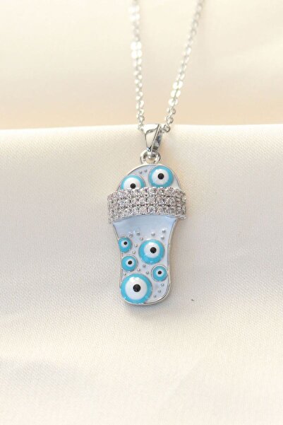 norsary 316L Chain Steel Zircon Stone Silver Color Evil Eye Beaded Slippers N...