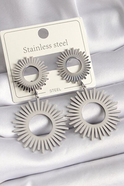norsary 316L Steel Silver Color Dangle Sun Model Women's Earrings