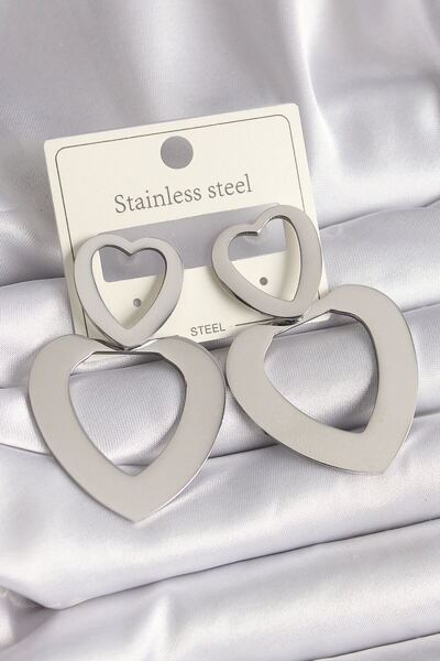 norsary 316L Steel Silver Color Heart Model Women's Earrings