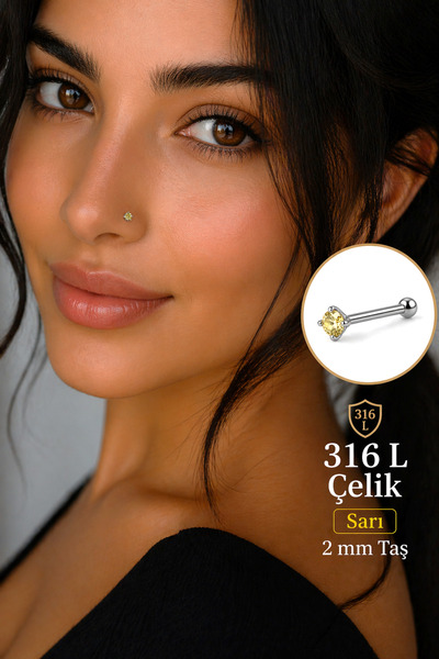 Sacce Scarves&Accessories 316L Çelik Tektaş Hızma 2 mm Zirkon Taşlı Burun Pie...