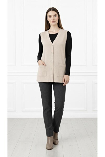 Kuraff Giyim Women's Mother's Thin Combed Cotton Seasonal Short Vest with Poc...