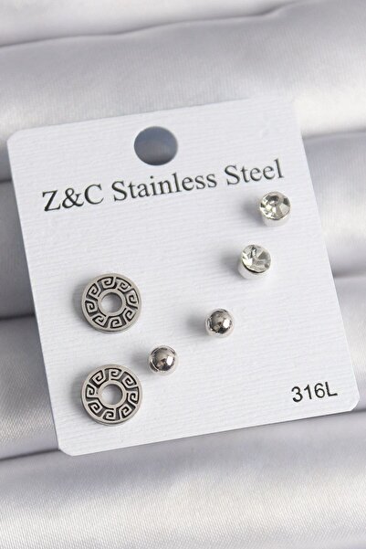 norsary 316l steel silver color zircon stone maze model women's earring set