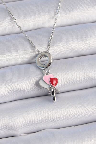 norsary 316L Steel Silver Color Colorful Heart Figure Charm Model Women's Nec...
