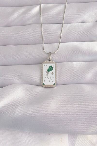 norsary 316L Steel Silver Color White Enamel Tarot Necklace