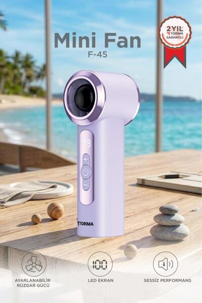 Torima Şarjlı El Vantilatörü Dijital Göstergeli 5 Kademeli Turbo Mini Fan F45...