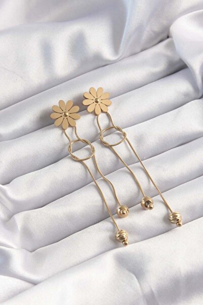 norsary 316L Steel Gold Color Dangle Knot Model Daisy Earrings