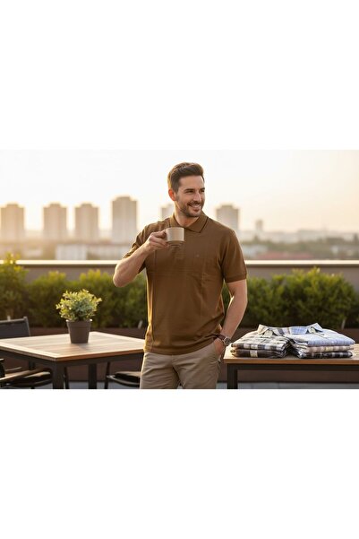 GÖMLEK GALERİSİ Men's Regular Fit Cut Plain Cotton Combed Cotton Woven T-Shirt