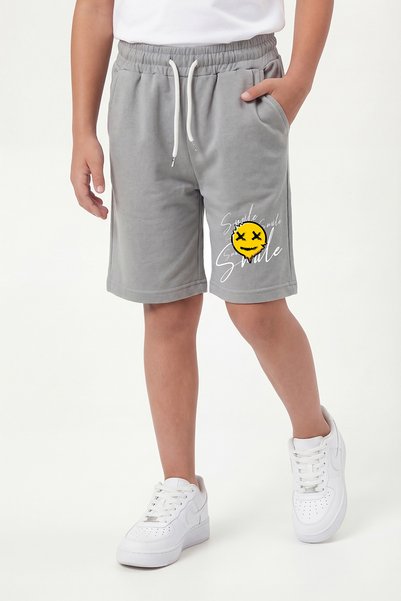 FYK COLLECTİON Smile Printed Comfortable Fit Daily Sports Summer Boys' Shorts