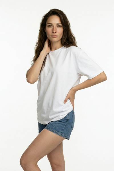 INFLUYENTE Γυναικείο μπλουζάκι από χτενισμένο βαμβακερό ύφασμα, με λαιμόκοψη ...