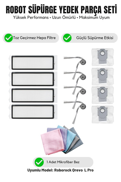 Asgard Grup Roborock Qrevo L Pro Συμβατό με 4 πλαϊνές βούρτσες 4 φίλτρα 2 σακ...