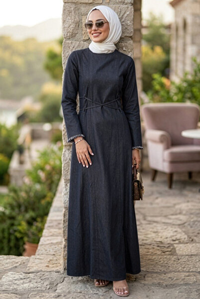 N.S NEVA STYLE Ναυτικό μπλε τζιν φόρεμα τεσεττούρ 6289L