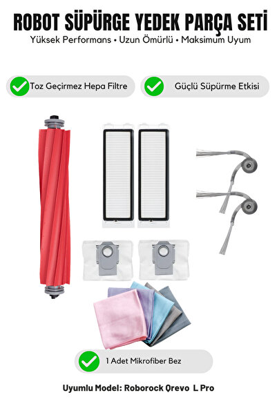 Asgard Grup Συμβατό με Roborock Qrevo L Pro: 1 κύρια βούρτσα, 2 πλαϊνές βούρτ...
