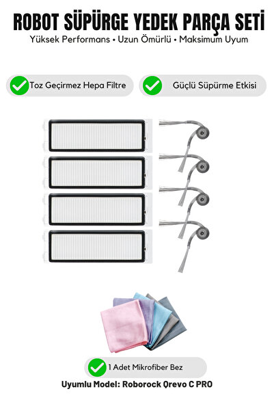 Asgard Grup Roborock Qrevo C PRO Συμβατό με 4 πλευρικές βούρτσες, 4 φίλτρα κα...