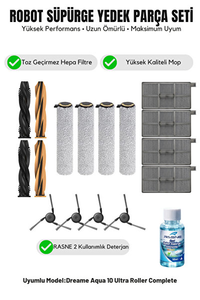 Asgard Grup Dreame Aqua10 Ultra Roller Πλήρως Συμβατό 2 Κύριες Βούρτσες 4 Πλα...