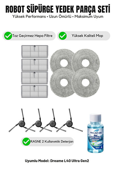Asgard Grup Dreame L40 Ultra Gen2 Συμβατό με 4 πλευρικές βούρτσες, 4 φίλτρα, ...