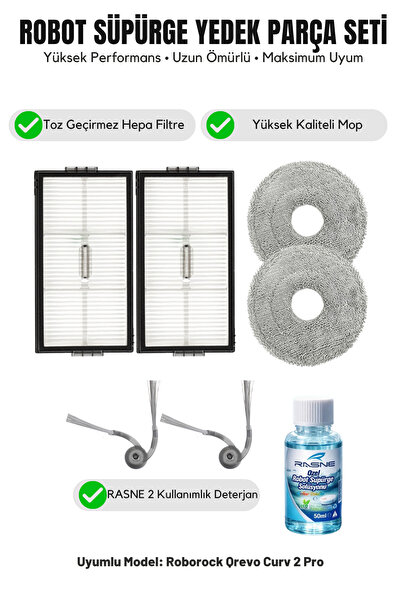 Asgard Grup Roborock Qrevo Curv 2 Pro Συμβατό με 2 πλευρικές βούρτσες, 2 φίλτ...