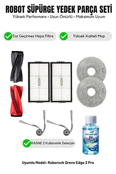 Asgard Grup Roborock Qrevo Edge 2 Pro Συμβατό με 1 κύρια βούρτσα, 2 πλευρικές...