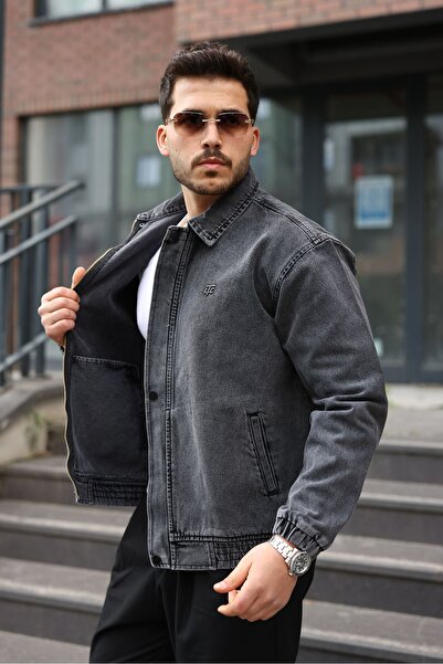 LTC Jeans Jachetă de blugi antracit pentru bărbați, cu fermoar și capse obișn...