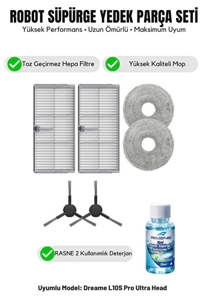 Asgard Grup Συμβατή κεφαλή Dreame L10S Pro Ultra, 2 πλαϊνές βούρτσες, 2 φίλτρ...