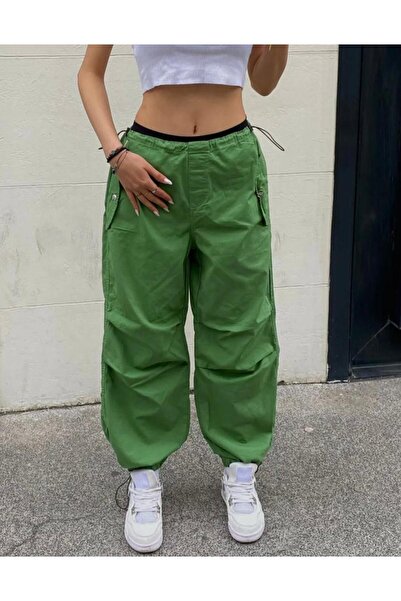 DAĞON'S Παντελόνι τζόγκερ με ελαστικές τσέπες και κουμπιά, τακτικό, φαρδύ.