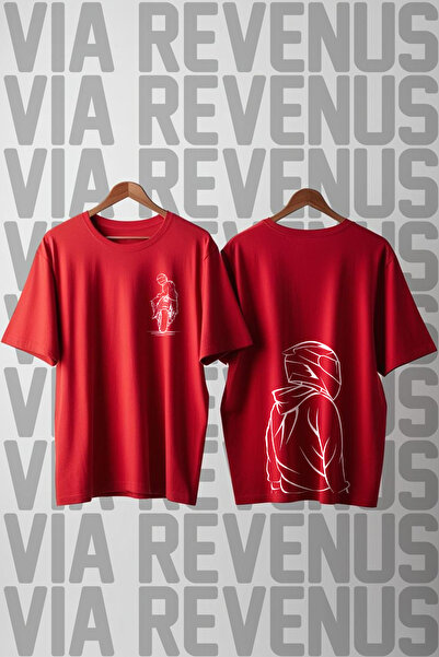 Vordevia Biker Front and Back Printed Wide Fit Unisex Crew Neck Tshirt