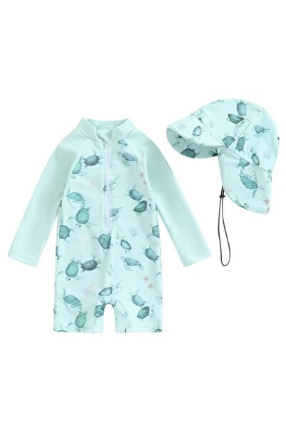 Petityu Αντηλιακό Σετ Μαγιό με Μακρύ Μανίκι Caretta Caretta Water Green Hat