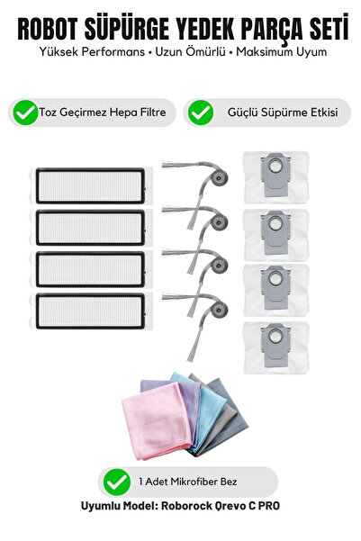 Asgard Grup Roborock Qrevo C PRO Συμβατό με 4 πλαϊνές βούρτσες 4 φίλτρα 2 σακ...