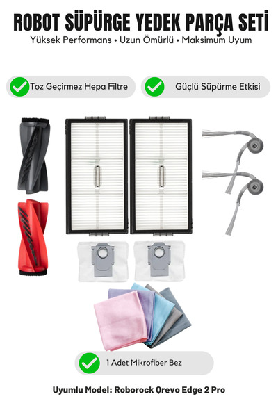 Asgard Grup Roborock Qrevo Edge 2 Pro Συμβατό με 1 κύρια βούρτσα, 2 πλαϊνές β...