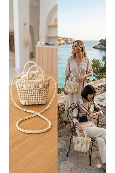 Nem Hasır Çanta Kadın moda yarım yuvarlak Rattan dokuma hasır Crossbody çanta...